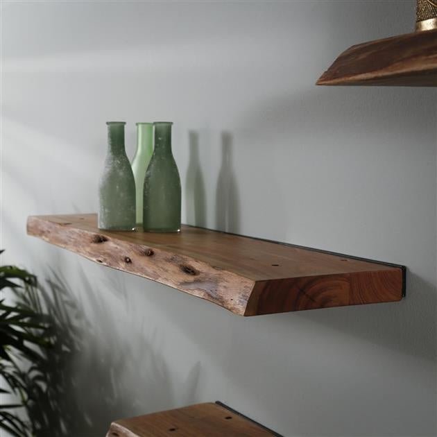 Wandregal Durris DH Interior Akazie LxBxH 93x22x7 Akazienholz Stimmungsvolles Foto diagonale Vorderansicht