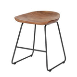 Barkrukken - Set van 2 Industriële Lage Krukken Acaciahout Novi - Zithoogte 52 cm - Zonder Rugleuning - Dimehouse