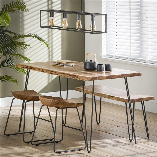 Barkrukken - Set van 2 Industriële Lage Krukken Acaciahout Novi - Zithoogte 52 cm - Zonder Rugleuning - Dimehouse