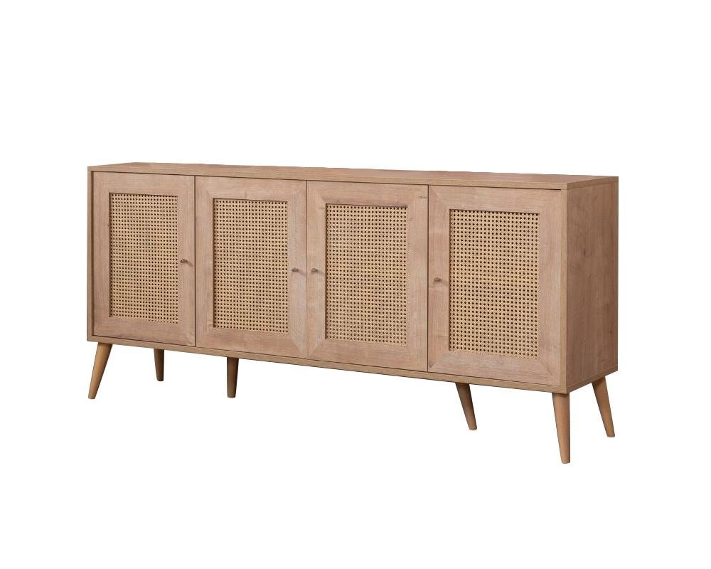 Calvin Aufbewahrungsschrank mit Soft-Close, 180 cm, Eichenoptik, melaminbeschichteter Holzverbundstoff, MDF