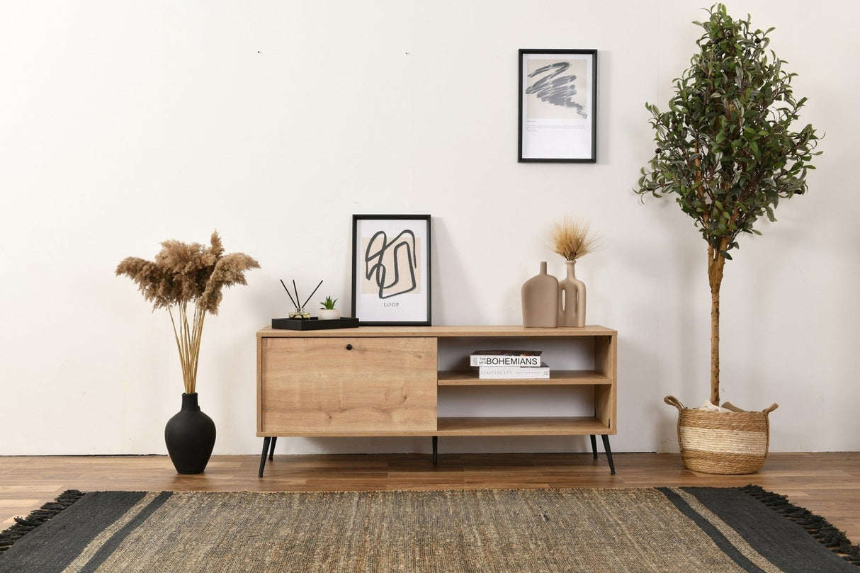 Calvin Kasten Eichenoptik mit Soft-Close 140 cm Melaminbeschichtetes Holzkomposit und MDF