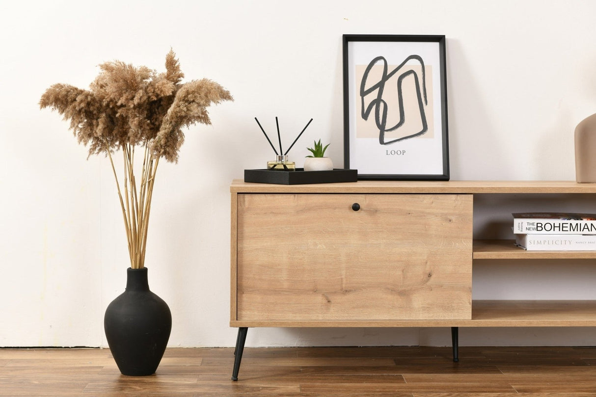 Calvin Kasten Eichenoptik mit Soft-Close 140 cm Melaminbeschichtetes Holzkomposit und MDF