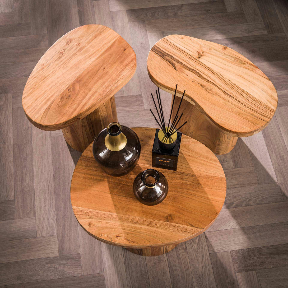 Salontafels - Ronde salontafel set van 3 Adam robuust acaciahout - Dimehouse