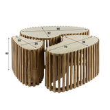 Salontafels - Vento niervormige salontafel set van 3 travertin massief mango zand - Dimehouse