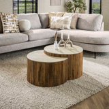 Salontafels - Vento Halfrond Salontafel Set Ø60 Massief Mango Zand - Dimehouse
