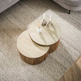 Salontafels - Vento Halfrond Salontafel Set Ø60 Massief Mango Zand - Dimehouse