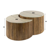 Salontafels - Vento Halfrond Salontafel Set Ø60 Massief Mango Zand - Dimehouse