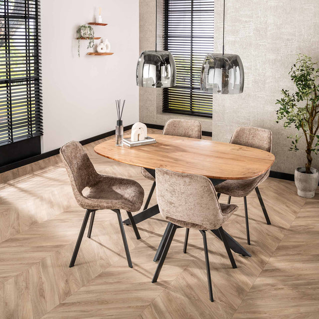 Eettafels - Deens ovale eettafel licht massief acaciahout Tavon 150x90 cm - Dimehouse