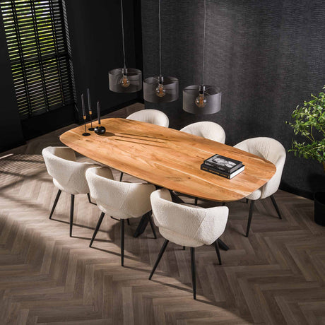 Eettafels - Deens Ovale Eettafel Tavon Acaciahout 215x105 cm - Dimehouse