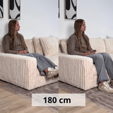 Banken - 3 - zits hoekbank XXL Beige Ribstof plofbank Nia - Dimehouse
