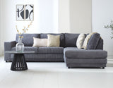 Sofa Gabi DeGeBe Anthrazit Stoff Stimmungsvolles Foto Vorderansicht