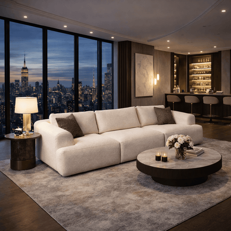 Banken - 3 - zitsbank Grande – Wit Bouclé – 290 cm – Como - Dimehouse