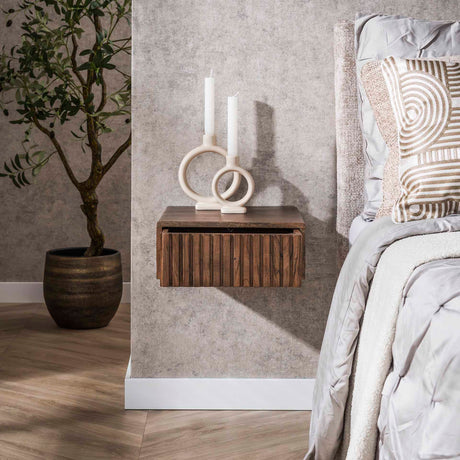 Nachtkastjes - Zwevend Nachtkastje Dex Acaciahout Drift brown 1 lade - Dimehouse