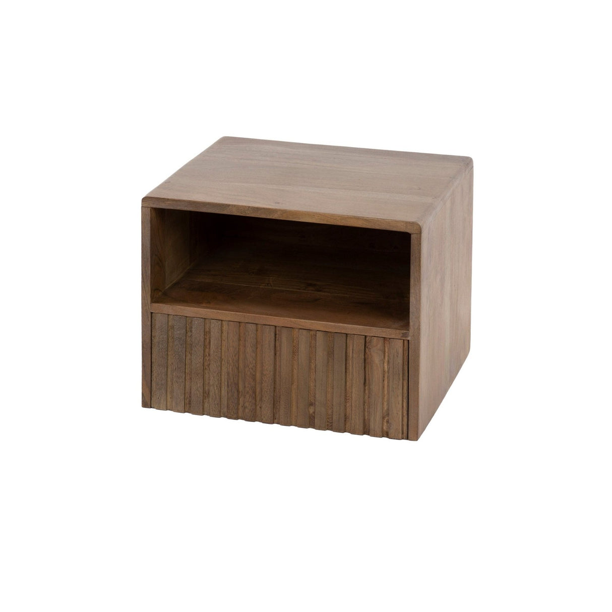 Nachtkastjes - Zwevend Nachtkastje Dex Acaciahout Drift Brown 1 Lade Open Vak - Dimehouse