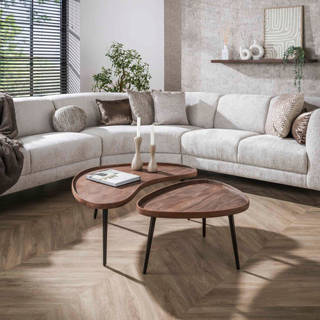Salontafels - Salontafelset Kira Organisch Acaciahout Bruin Set van 2 - Dimehouse