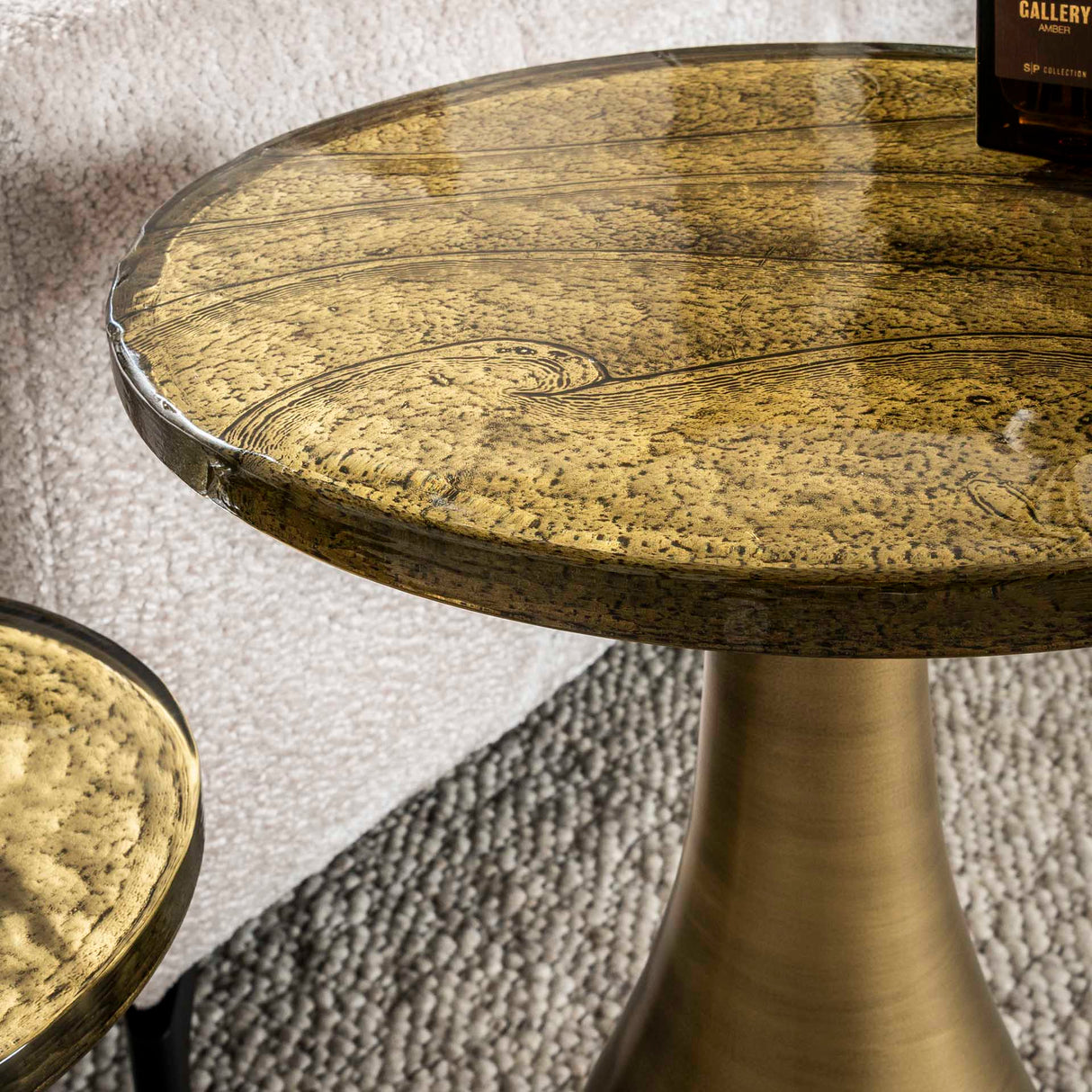 Bijzettafels - Bijzettafel Vesto Druppelvorm Antiek Goud 45 cm - Dimehouse