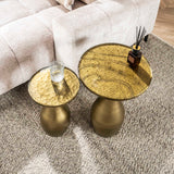 Bijzettafels - Bijzettafel Vesto Druppelvorm Antiek Goud 60 cm - Dimehouse