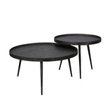 Salontafels - Industriële salontafel set Owen grijs metaal - Dimehouse