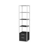 Boekenkasten - Boekenkast Robbins White Wit Antraciet Melamine 39x160x39 cm - Dimehouse