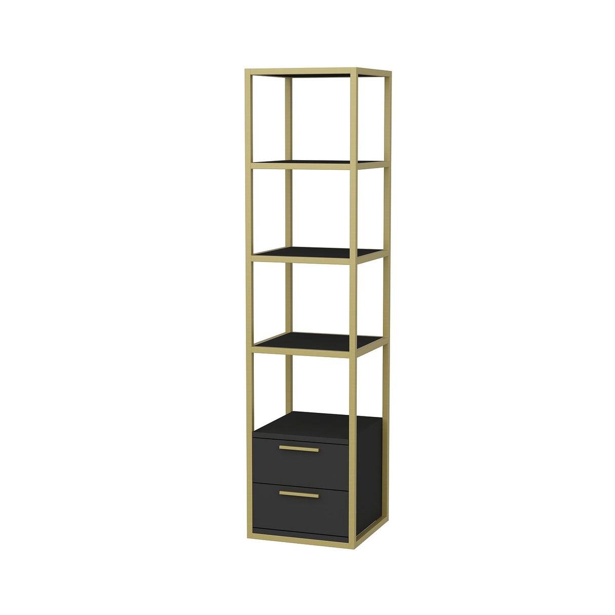 Boekenkasten - Boekenkast Robbins Gold Goud Antraciet Melamine 39x160x39 cm - Dimehouse