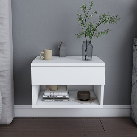 Nachtkastjes - Nachtkastje Jamot Wit Melamine 44,6x31,9x31,9 cm - Dimehouse