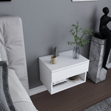 Nachtkastjes - Nachtkastje Jamot Wit Melamine 44,6x31,9x31,9 cm - Dimehouse