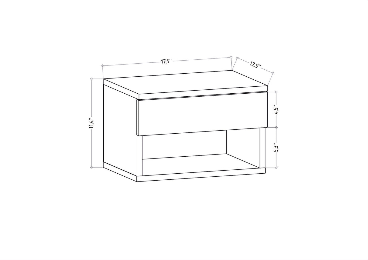 Nachtkastjes - Nachtkastje Jamot Wit Melamine 44,6x31,9x31,9 cm - Dimehouse