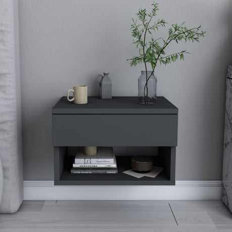 Nachtkastjes - Nachtkastje Jamot Antraciet Melamine 44,6x31,9x31,9 cm - Dimehouse
