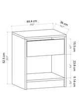 Sheridan-Nachttisch in Eichenoptik, 44,6 cm. Melaminbeschichtete Möbelplatte