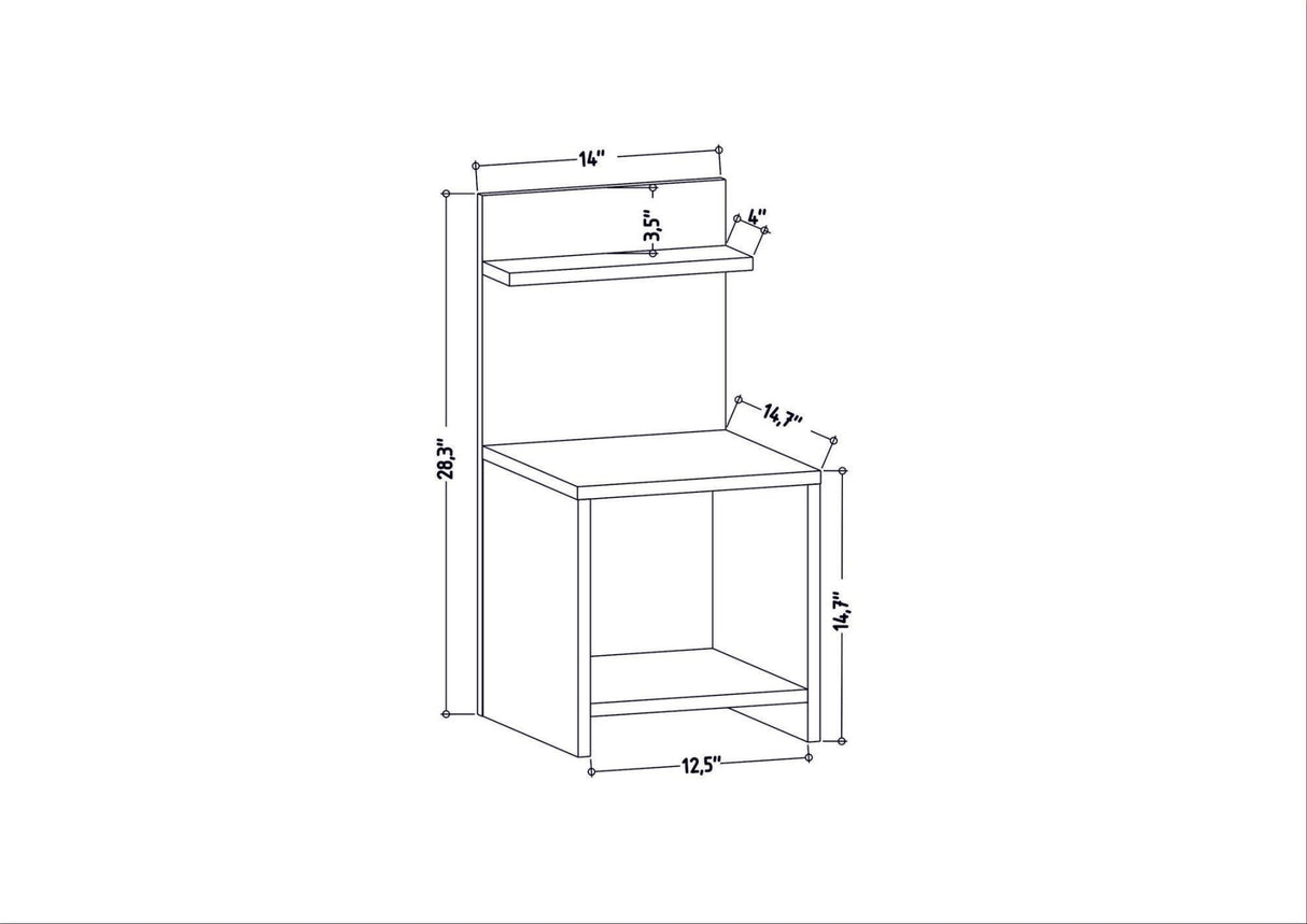 Ullman Nachttisch weiß 35,6 x 37,4 x 72 cm Melaminbeschichteter Holzverbundstoff