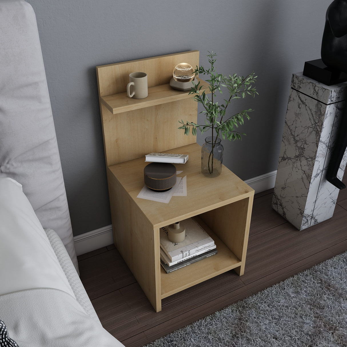 Ullman Nachttisch Eichenoptik 72 cm Melaminharzbeschichteter Holzverbundstoff