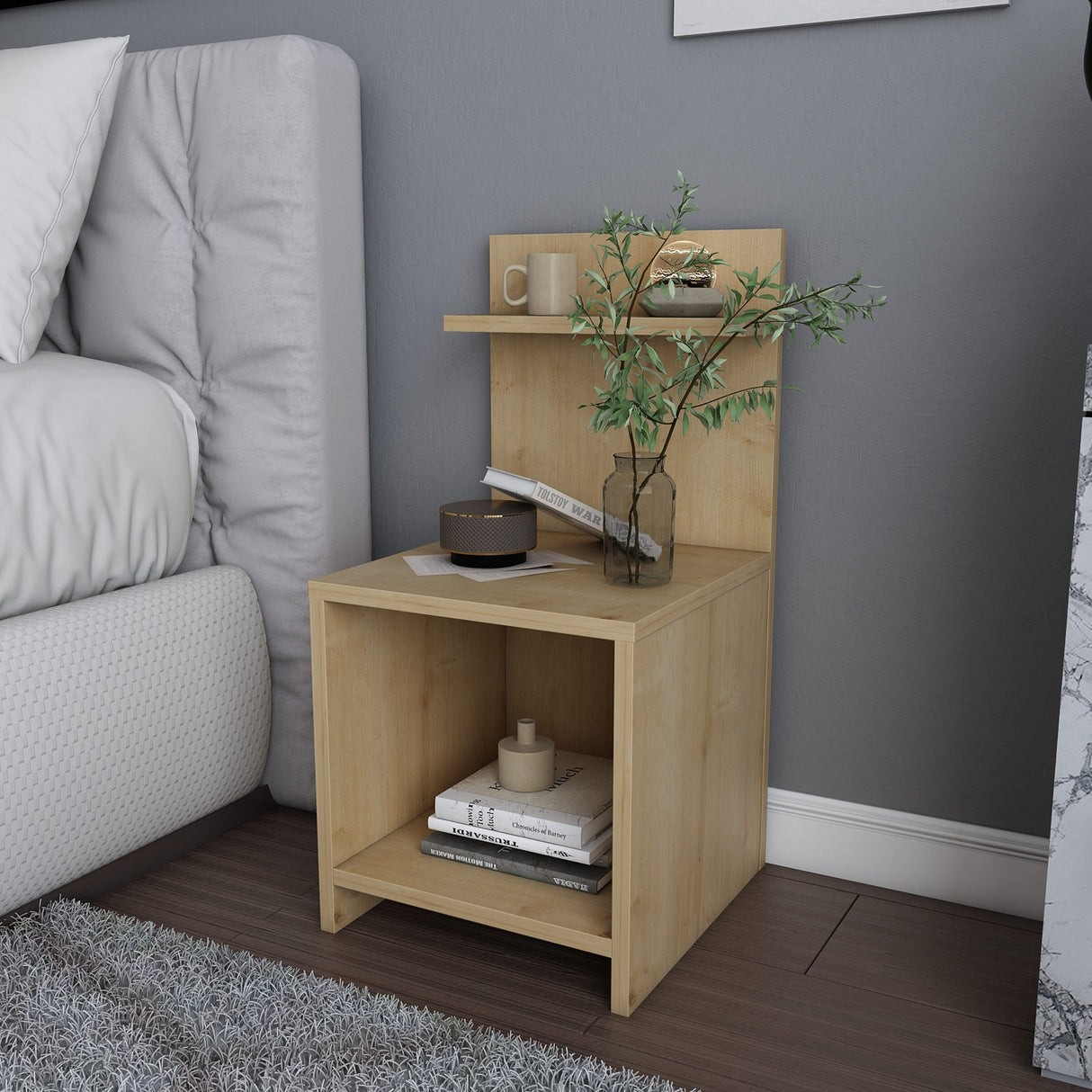 Ullman Nachttisch Eichenoptik 72 cm Melaminharzbeschichteter Holzverbundstoff
