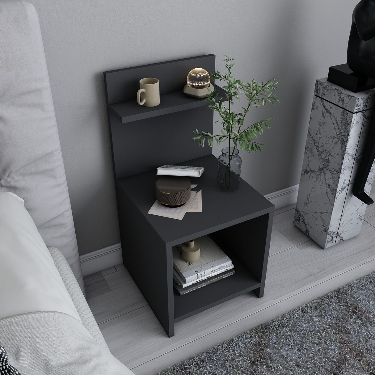 Ullman Beistellschrank Anthrazit 72 cm Melaminbeschichtete Möbelplatte
