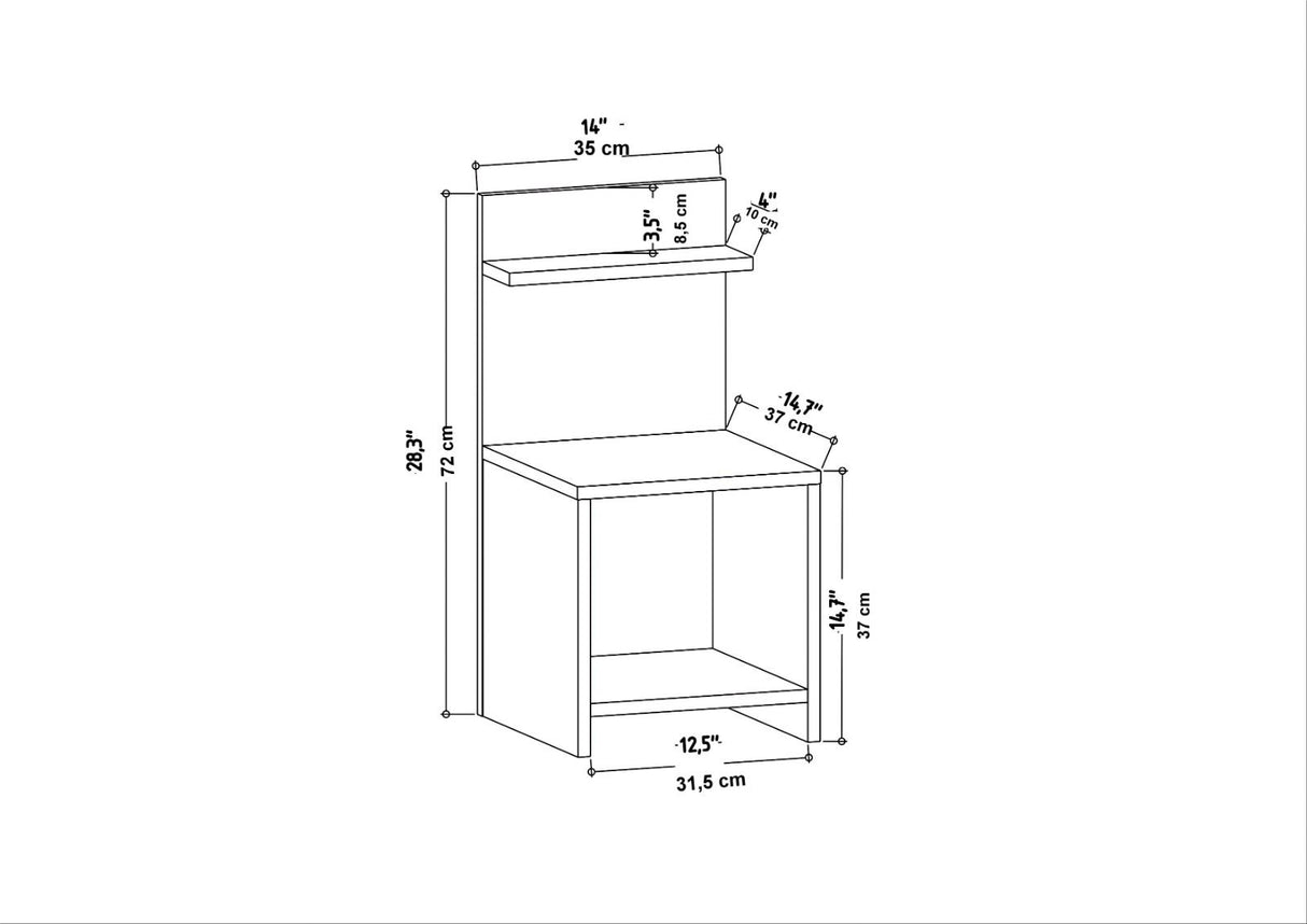 Ullman Beistellschrank Anthrazit 72 cm Melaminbeschichtete Möbelplatte