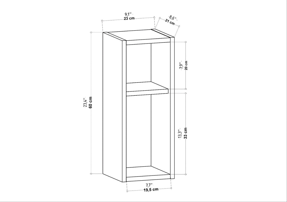 Sault Wandregal Anthrazit 23,2 x 22 x 59,6 cm Melaminbeschichteter Holzverbundstoff