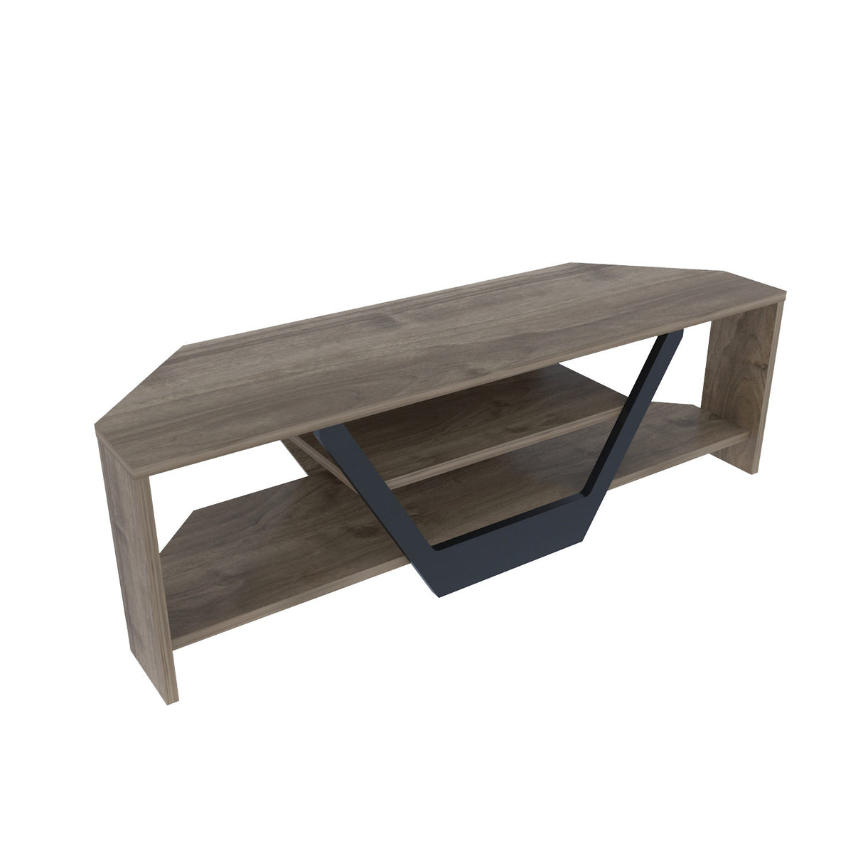 Sares TV-Schrank in Walnuss-Optik mit schwarzer 120 cm Walnuss-Optik/schwarz melaminbeschichteter Möbelplatte