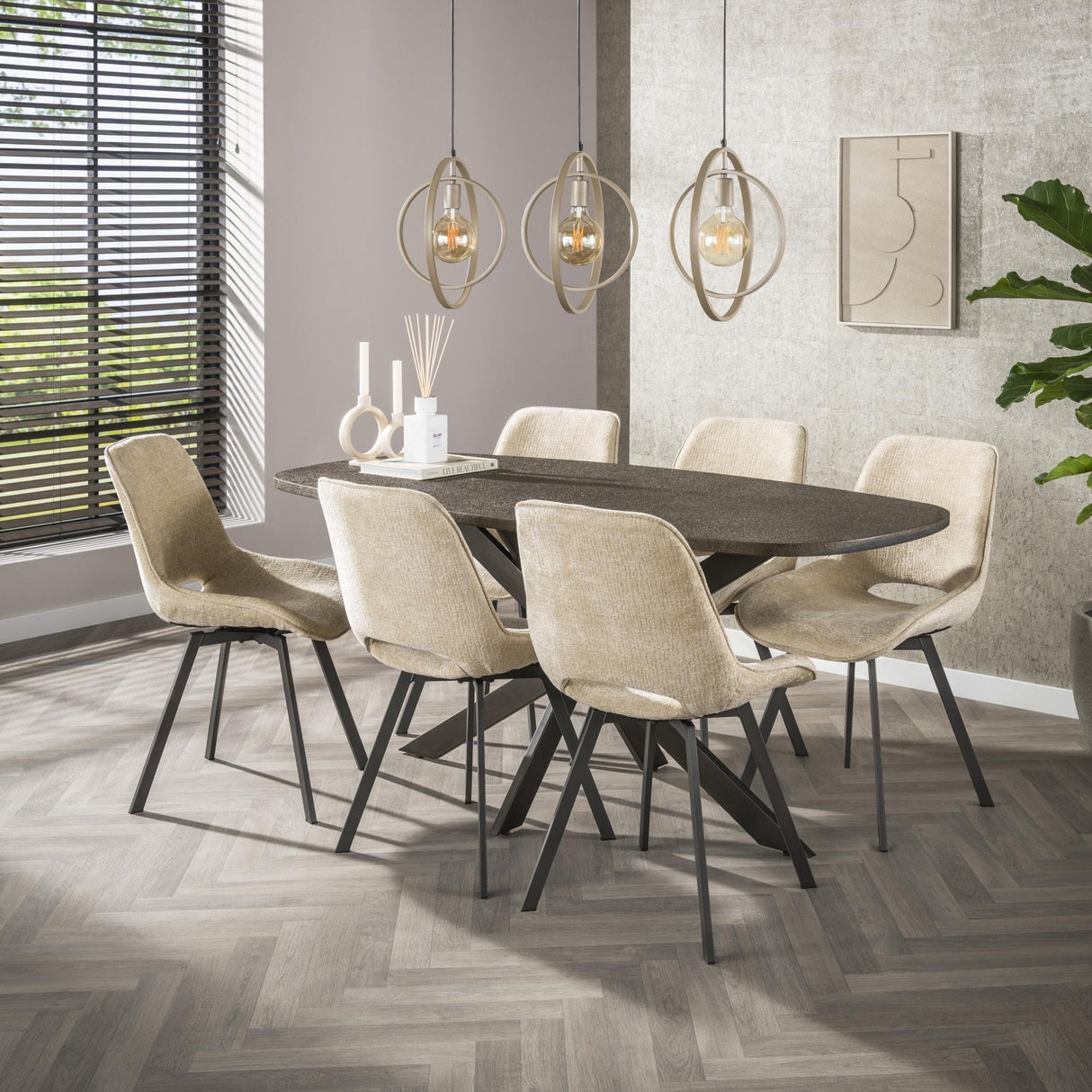 Eettafels - Eettafel Deens Ovaal Virello Brons Liquid Metal 180 cm - Dimehouse