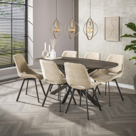 Eettafels - Eettafel Deens Ovaal Virello Brons Liquid Metal 180 cm - Dimehouse