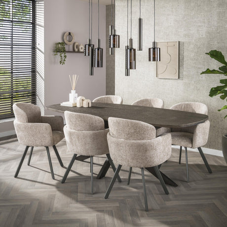 Eettafels - Eettafel Deens Ovaal Virello Brons Liquid Metal 215 cm - Dimehouse