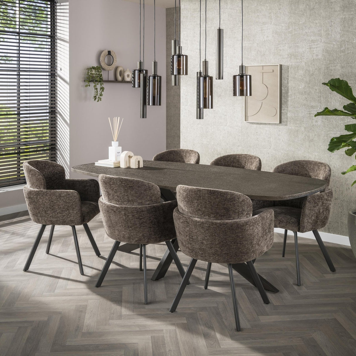 Eettafels - Eettafel Deens Ovaal Virello Brons Liquid Metal 215 cm - Dimehouse