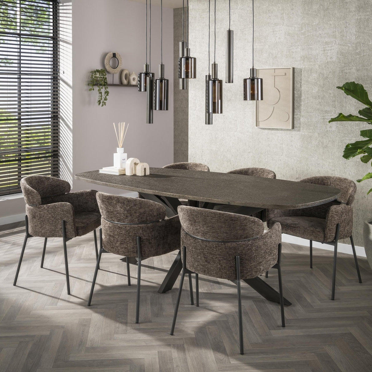 Eettafels - Eettafel Deens Ovaal Virello Brons Liquid Metal 215 cm - Dimehouse