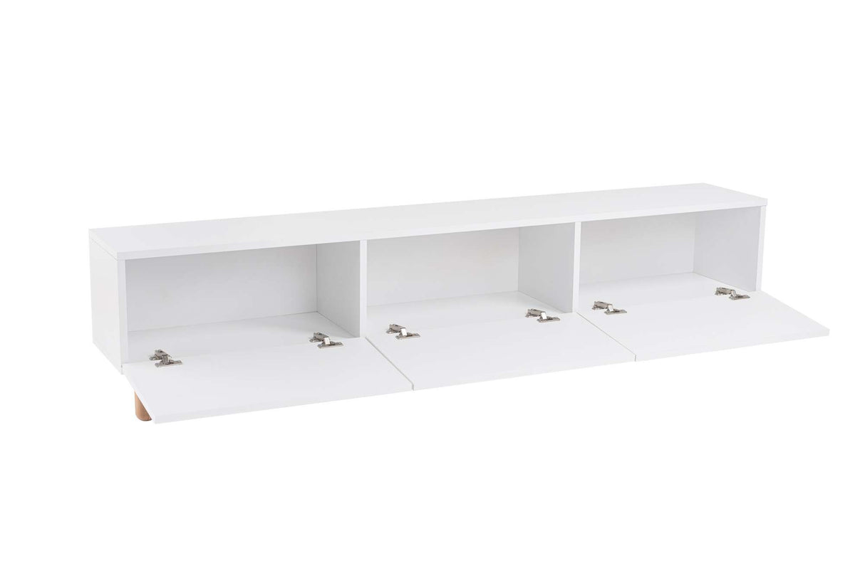 Alvin Sideboard weiß mit Holzbeinen 180 cm Melaminbeschichteter Holzverbundstoff