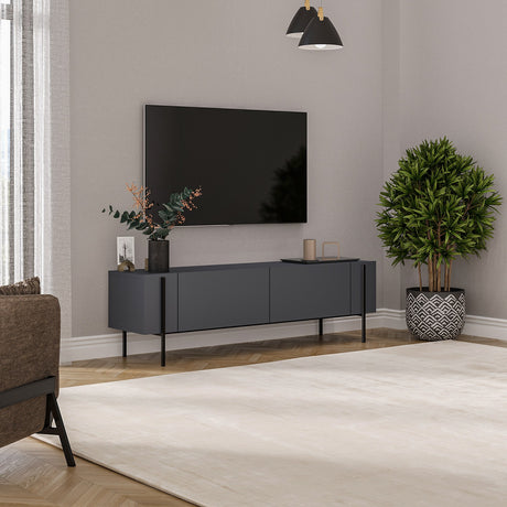 Herman TV-Schrank Anthrazit 160 cm Melaminharzbeschichteter Holzverbundstoff