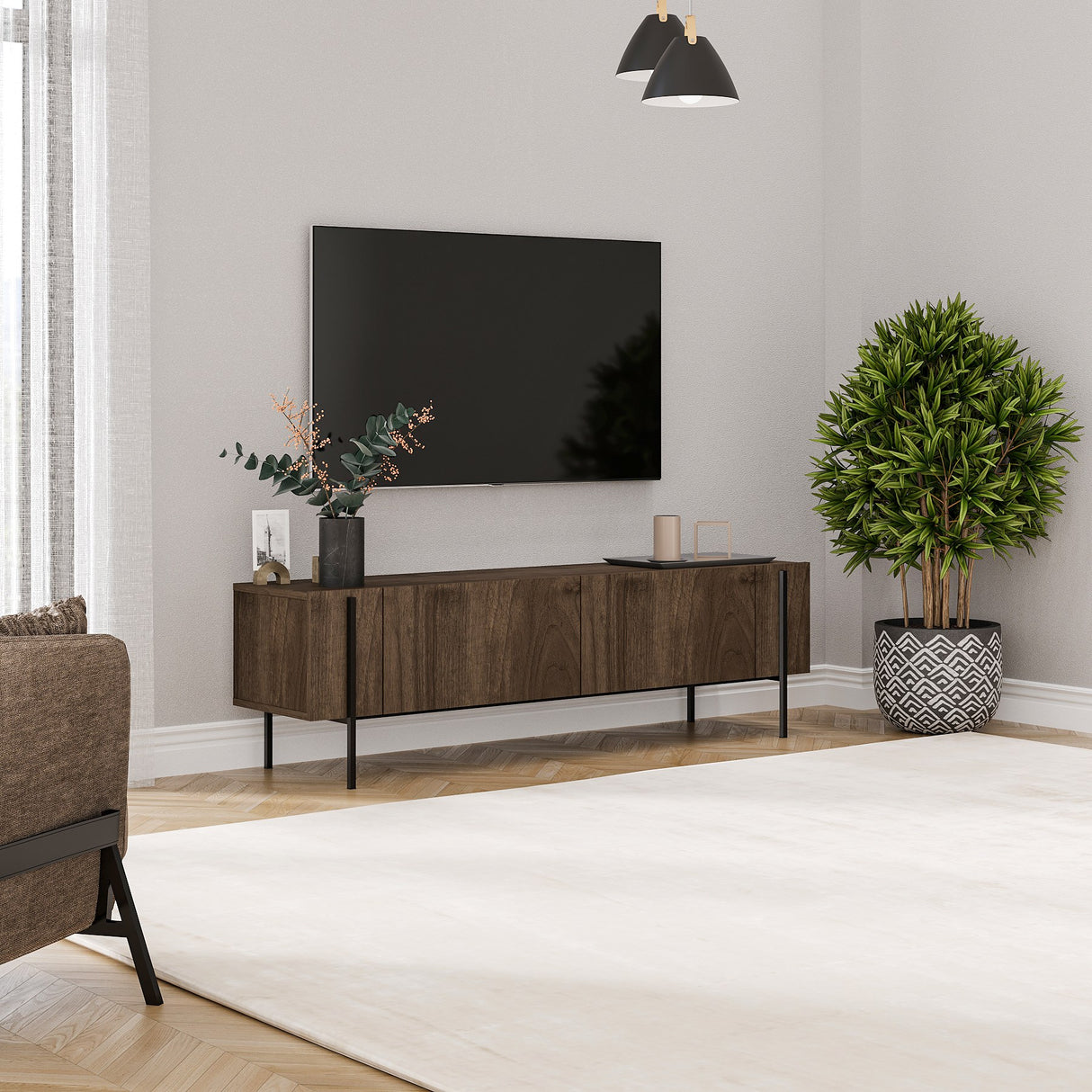 Herman TV-Möbel in Nussbaumoptik 160 cm Melaminholz