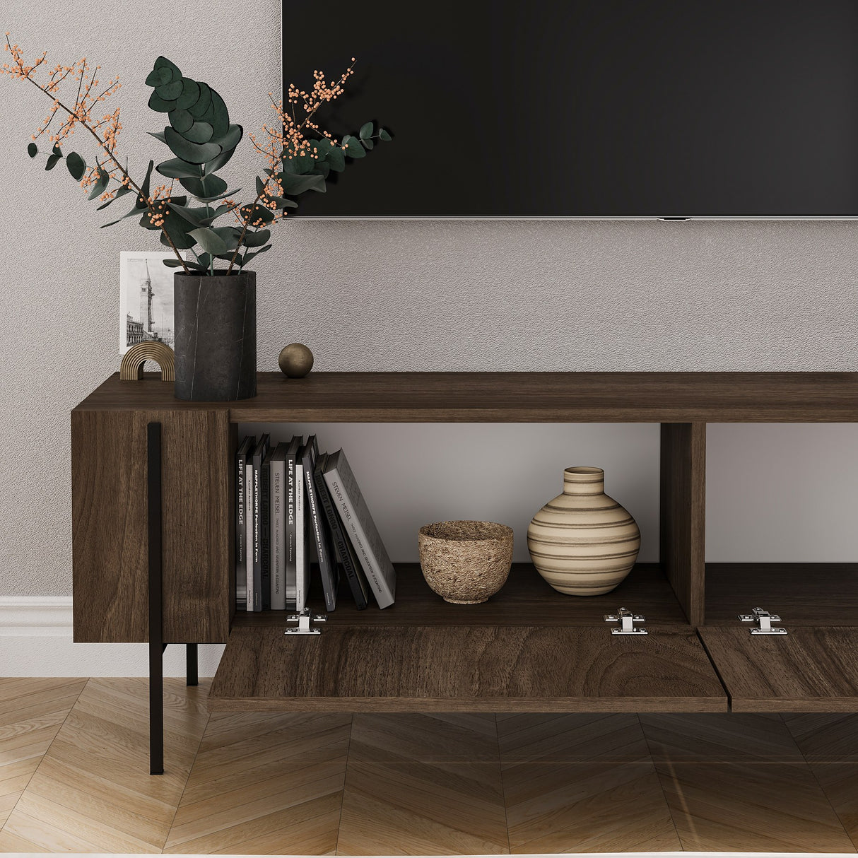 Herman TV-Möbel in Nussbaumoptik 160 cm Melaminholz