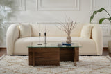 Salontafels - Rechthoekige Moderne Salontafel Vetroni Walnoot Look - Glas - 105x65 cm - Dimehouse