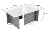 Salontafels - Rechthoekige Moderne Salontafel Vetroni Travertin Look - Glas - 105x65 cm - Dimehouse