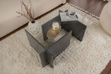 Salontafels - Rechthoekige Moderne Salontafel Vetroni Antraciet - Glas - 105x65 cm - Dimehouse