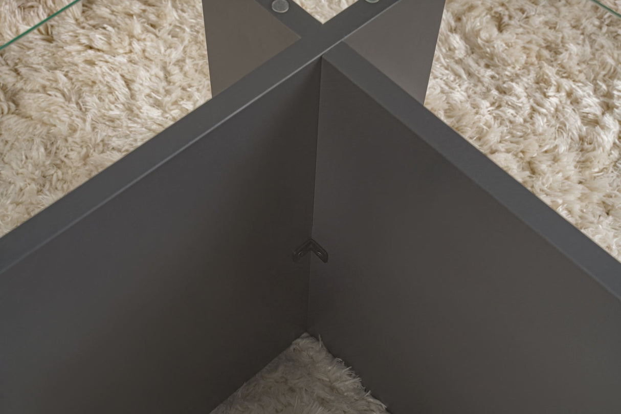 Salontafels - Rechthoekige Moderne Salontafel Vetroni Antraciet - Glas - 105x65 cm - Dimehouse