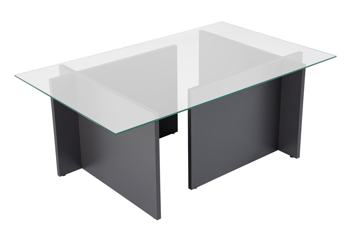 Salontafels - Rechthoekige Moderne Salontafel Vetroni Antraciet - Glas - 105x65 cm - Dimehouse